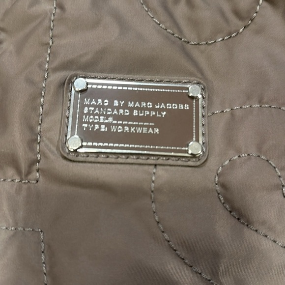 Marc By Marc Jacobs Nylon Quilted Tote Bag Purse Logo Stitching Throughout Gray - Picture 5 of 16